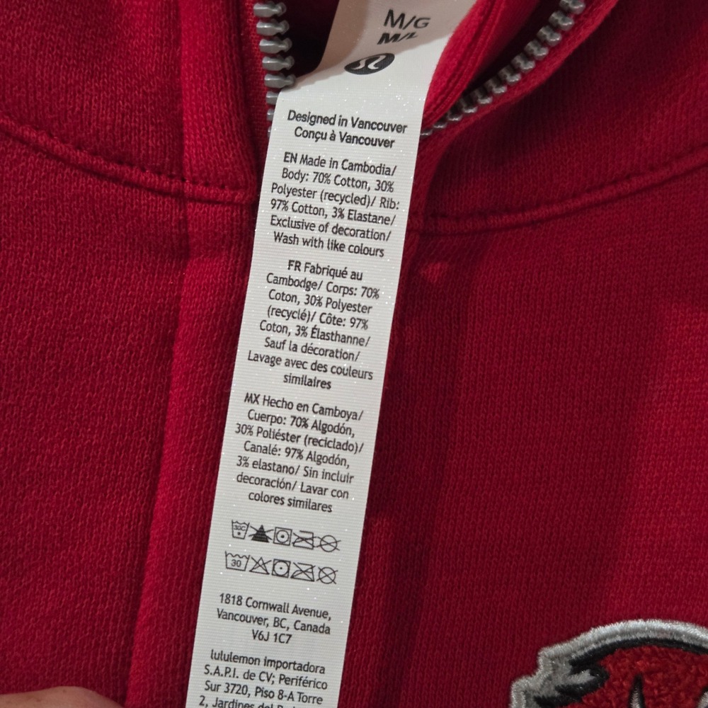 Lululemon NFL Tampa Bay Buccaneers Scuba Oversized Half-Zip Hoodie Crimson M/L - Picture 11 of 14